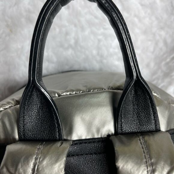 Juicy Couture Metallic quilted silver Backpack with black trim. - Picture 3 of 16
